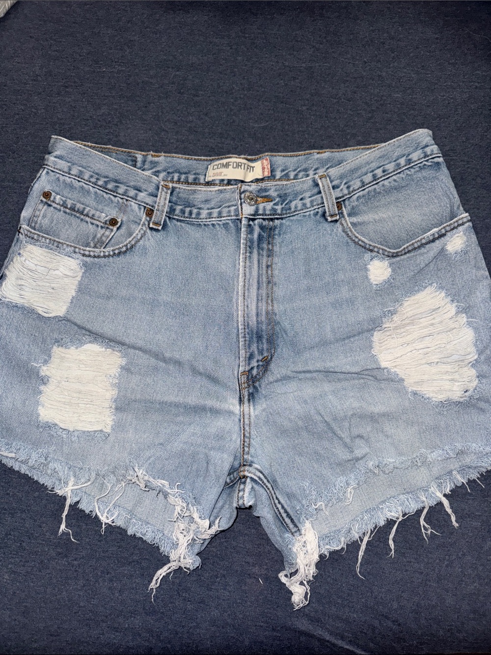 Levi's Light Blue Distressed Denim Cutoff Shorts